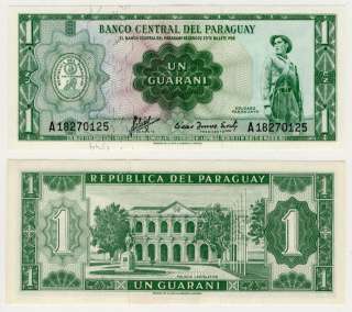 1952 Banco Central Del Paraguay 1 Guarani Note   CU  