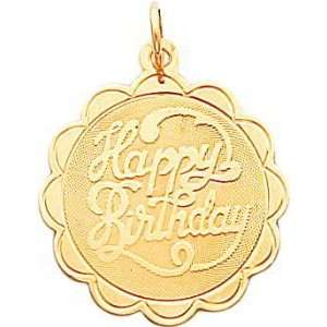  14K Gold Happy Birthday Disc Charm: Jewelry