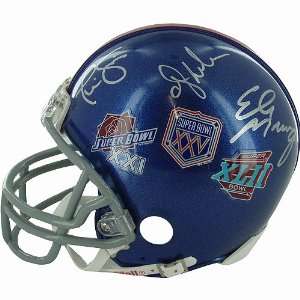Phil Simms, Eli Manning and Ottis Anderson Autographed Mini Helmet 