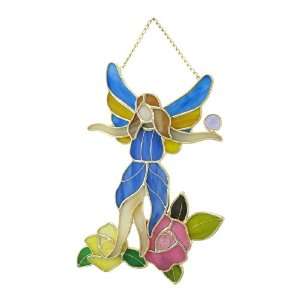  Stained Glass Fairy Tiptoeing Through the Roses Wall 