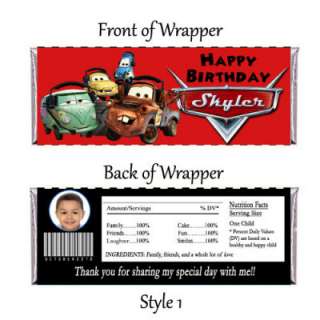 Disney Cars Personalized Candy Bar Wrapper Digital File  