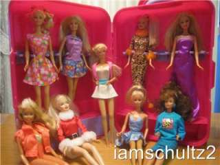 HUGE Barbie Doll Lot Rolling Storage Case, 9 Barbie Dolls and 
