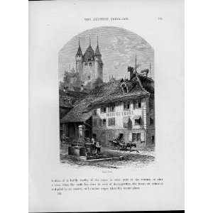  Thun Castle Old Prints C1880 Bernese Oberland