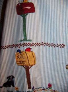   3X 22/24W shirt button down mailbox bird dog embroidered detail  