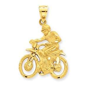 14k Dirt Bike w/Rider Pendant: Jewelry