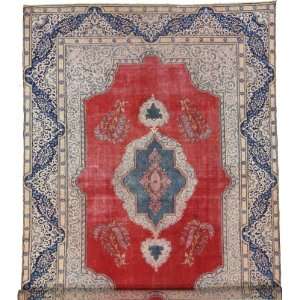   135 Red Persian Hand Knotted Wool Kerman Rug: Furniture & Decor