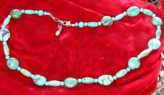 beautiful turquoise beads necklace with sterling chain and catch. The 
