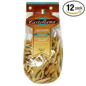Castellana Crostini Italian Crackers, Fennel, 7 Ounce Bags (Pack of 12 