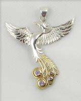 Sterling Silver GOLD RISING PHOENIX Amethyst Mythical Bird New  