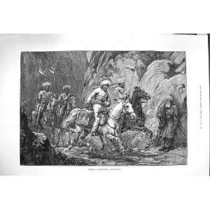  1879 SCENE DAK AFGHANISTAN MEN HORSES WAR FINE ART