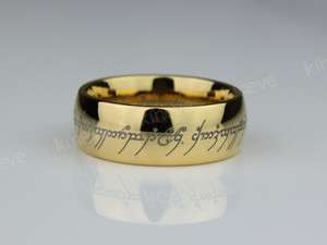 Lord of the Rings LOTR Tungsten Carbide One Ring Wedding Band Gold 