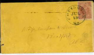 CSA Confederate Stamps # 5 on Cover 10c Jefferson  