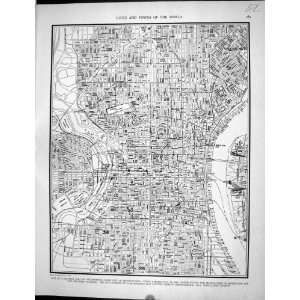   Antique Map 1936 Plan Central Philadelphia Pennsylvania America