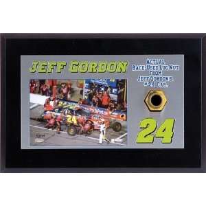    Jeff Gordon Race Used Lug Nut Plaque With Photo