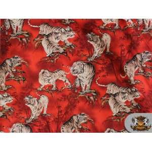 100% Cotton Print Fabric   NOTIONS IN PARADISE BIG CAT ORIENTAL RED 