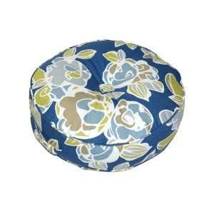  Gardenia Fabric Round Floor Pillow in Blue Bird