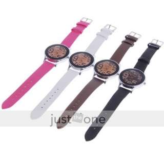 lady quartz wristwatch metal case white pu leather band artikel