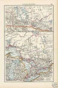 Antique 1900 Times Atlas Map of Ontario & Manitoba  