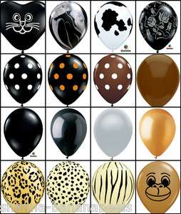You Choose Black Brown Latex Balloons Safari Jungle Solid Polka Dots 