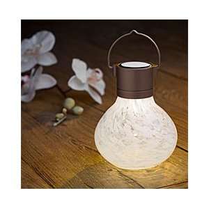   Tea Lantern   White Luminescent Hand Blown Glass