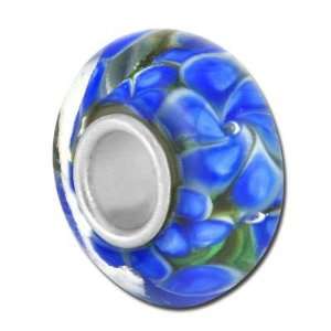  13mm Ocean Blue Floral Large Hole Beads Jewelry