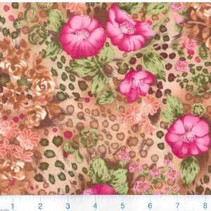   Wide Floral Elements Natural Fabric By The Yard Arts, Crafts & Sewing