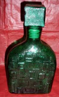 Green Glass Liquor Decanter Made in Italy  