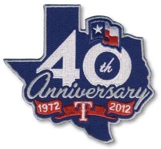 MLB Patch Emblem Texas Rangers 40th Years Anniversary 1972   2012 
