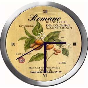  ROMANO 14 Inch Coffee Metal Clock Quartz Movement: Kitchen 