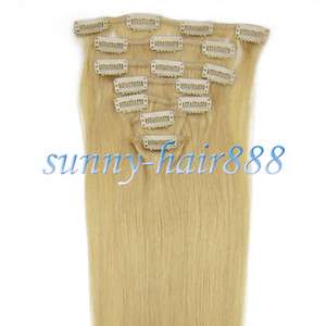 187pcs clips in Remy human hair extensions#24 ,New &  