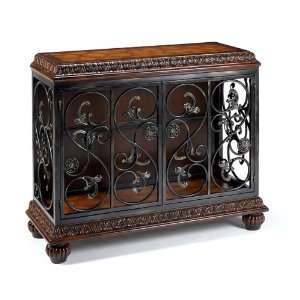  Grand Estates Metal & Wood Display Cabinet Console Table 