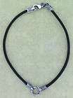 BICO Australia Jewelry Black Leather Cord Necklace Silver Plated 