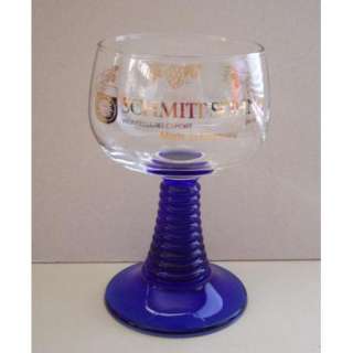 Schmitt Sohne Germany Glass Blue Wine Goblet Vintage  