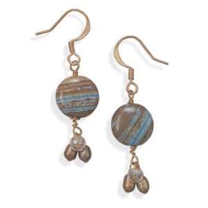   , Bronze Pearl, Aurora Borealis Glass Bead Earrings Copper: Jewelry