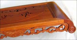 ORIENTAL HAND CARVED ROSEWOOD TEA SERVE TRAY TABLE  