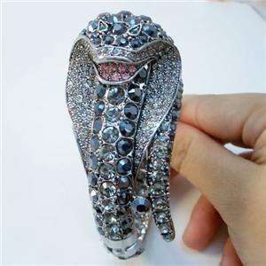Black Swarovski Crystal Big Cobra Snake Bangle Bracelet  