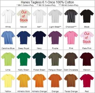 Hanes T Shirt Blank Plain 5250 100% Cotton 6.1 oz. Tagless S M L XL 