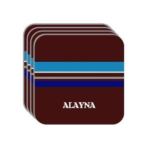 Personal Name Gift   ALAYNA Set of 4 Mini Mousepad Coasters (blue 