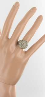 VINTAGE BLESSED MOTHER SILVER PLATE ADJUSTABLE RING MIRACULOUS MEDAL 