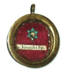 Old 1st Class Holy RELIC St. Joseph. RELIQUARY Relique Wax SEAL  