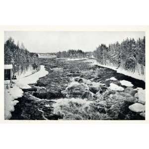 1903 Print Vuoksi River Imatra Finland Winter Falls Landscape Snow 