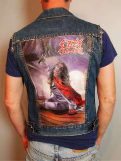Vtg 80s Levis jean Jacket Vest hand painted OZZY OSBOURNE concert 