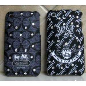 IPHONE 3G CASE COVERS FOR IPHONE 3G 3GS SET OF 2 BLACK JUICY SWAROVSKI 