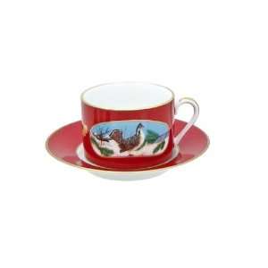  Lynn Chase Winter Game Birds Red Saucer: Kitchen & Dining