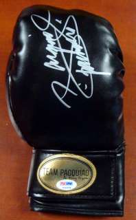 MANNY PACQUIAO AUTOGRAPHED SIGNED BLACK TEAM PACQUIAO BOXING GLOVE PSA 