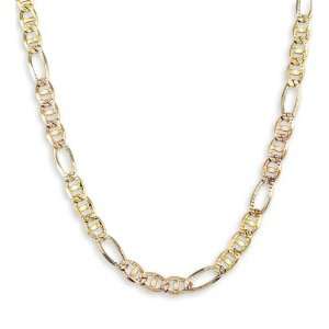    14k White Yellow Rose Gold Figaro Chain Necklace 5.5 mm: Jewelry