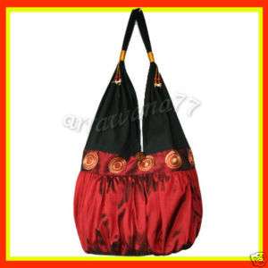 THAI SILK HANDBAG Embroider Shoulder Bag Boho Red B  