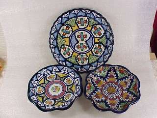 TALAVERA Mexican Pottery 8 Round Scalloped Plate Signed Talavera 