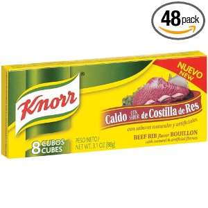 Knorr Beef Rib Flavor Boullion Cubes, 8 Count Boxes (Pack of 48 
