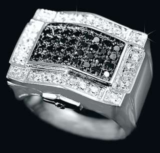 Mens Real .925 Silver Black Micropave CZ Iced Out Bling Hip Hop Ring 